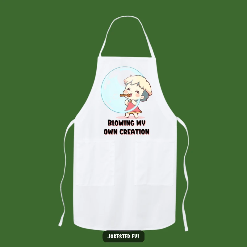 Funny Giant Bubble Blower Apron - Excited Character Kitchen Gift