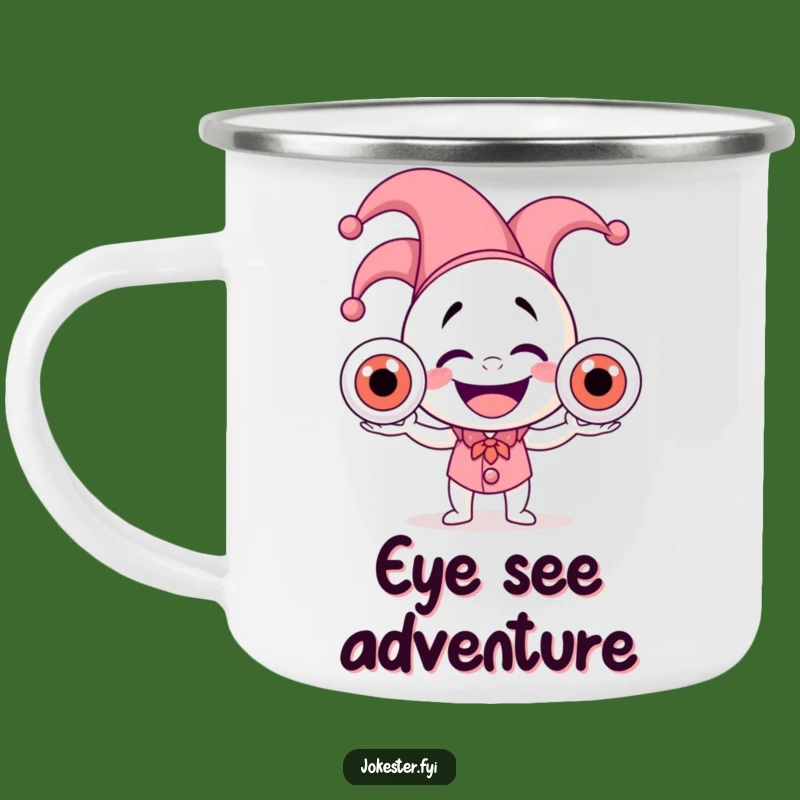 Funny Jester Eyeball Juggler Camping Mug: Adventure with a Laugh