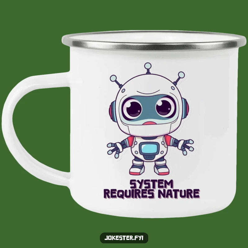 Funny Robot Camping Mug - Googly Eyed Adventure Surprise