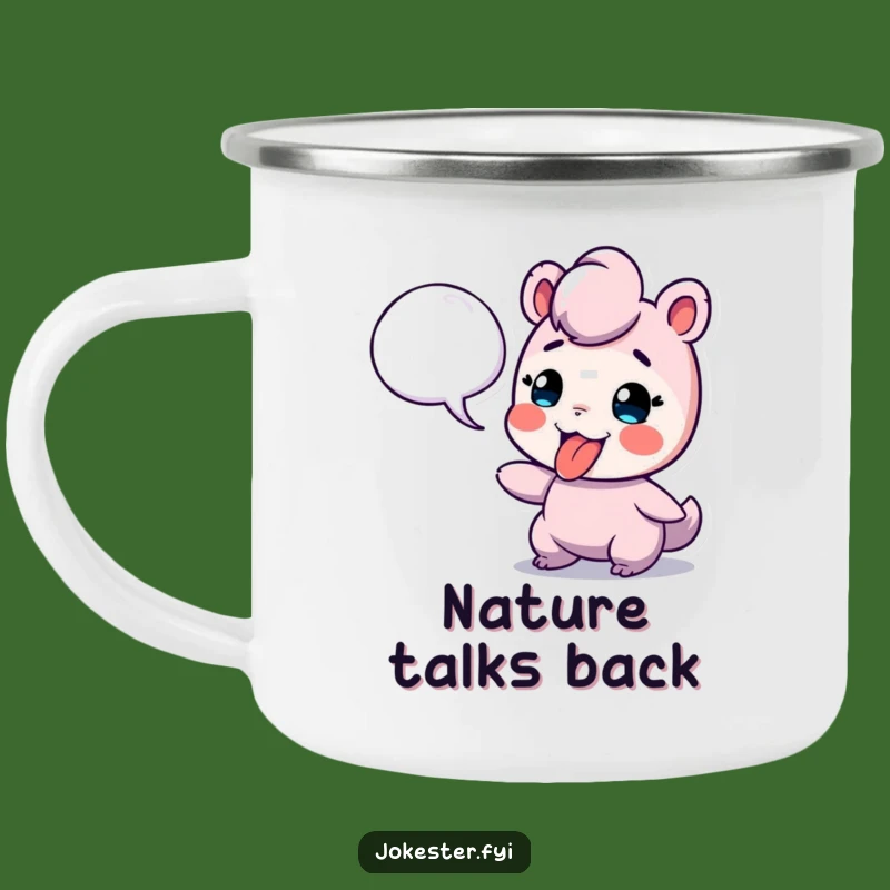 Funny Tongue Out Speech Bubble Camping Mug: Adventure with Sass
