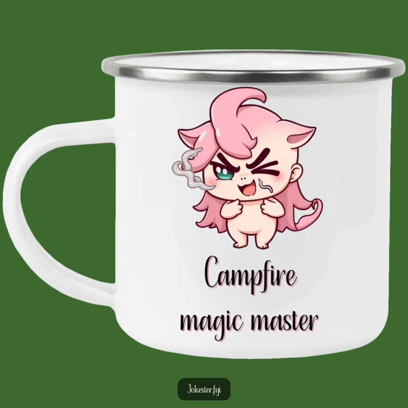 Funny Winking Smoke Mage Camping Mug: Adventure Fuelled by Mystery