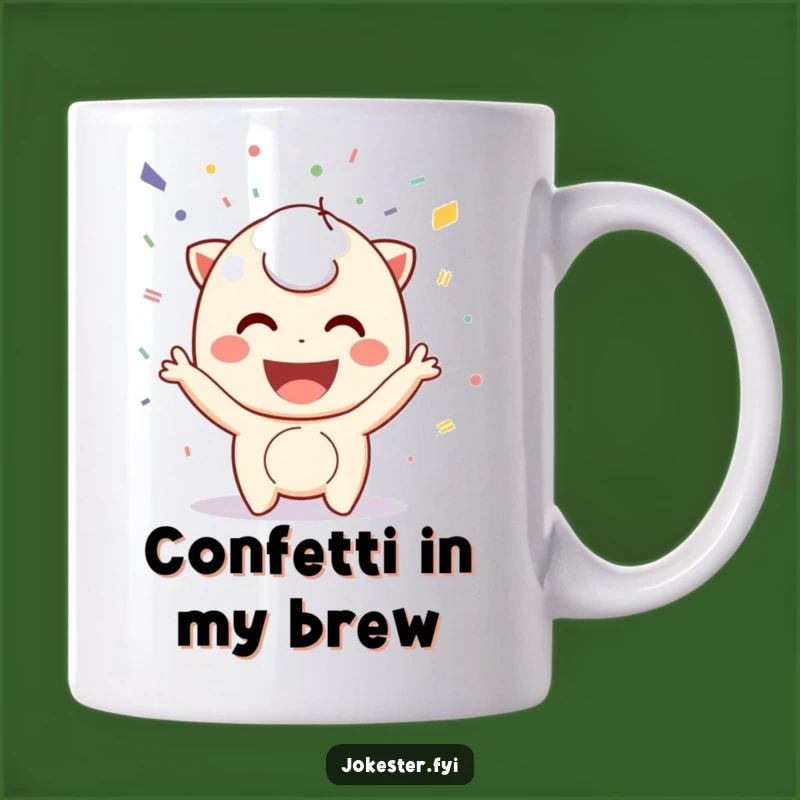 Funny Confetti Mug: Playful Character Celebration, Perfect Gift for Party Lovers!