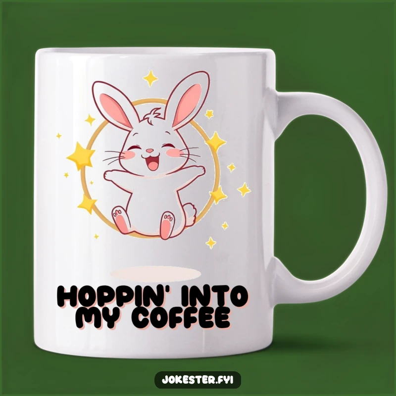 Funny Giggling Rabbit Star Hoop Mug: Magical Mornings for Dreamers