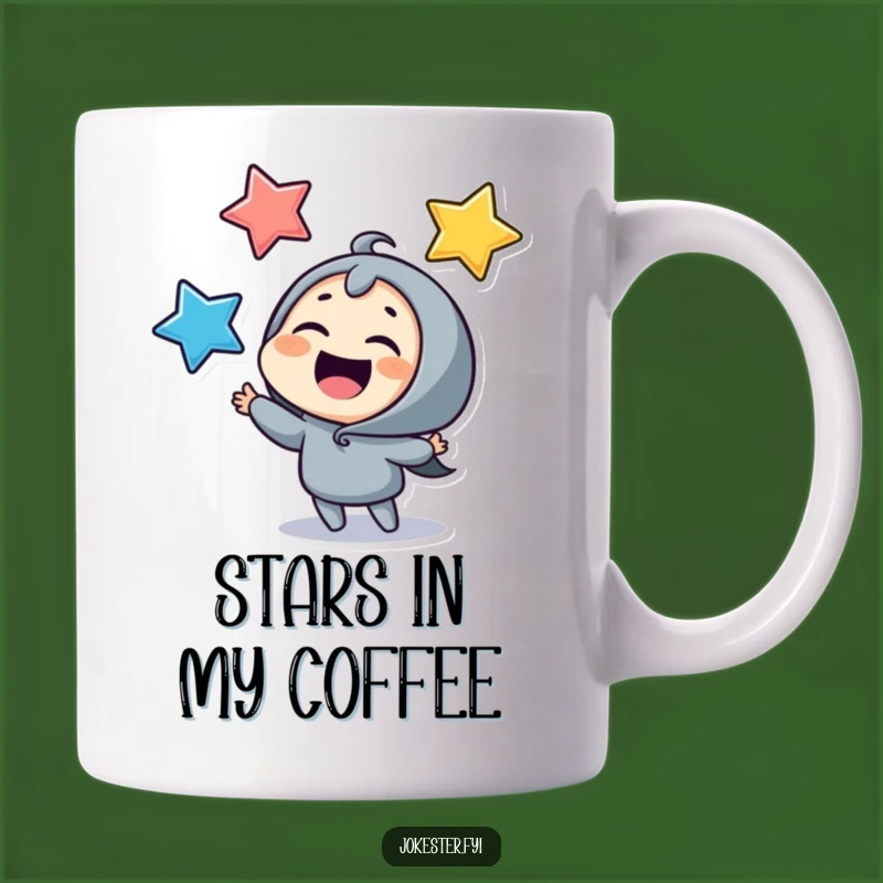 Funny Juggling Stars Mug: Giggling Character Delight, Perfect Gift for Star Performers!