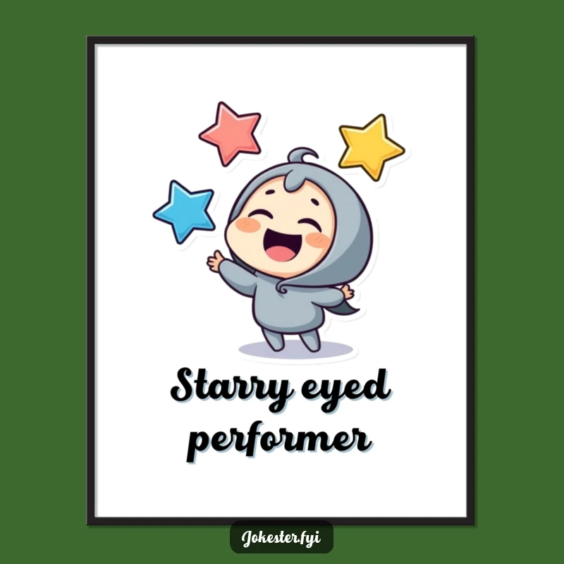 Funny Juggling Stars Digital Art: Giggling Character Joyful Decor, Instant Gift!