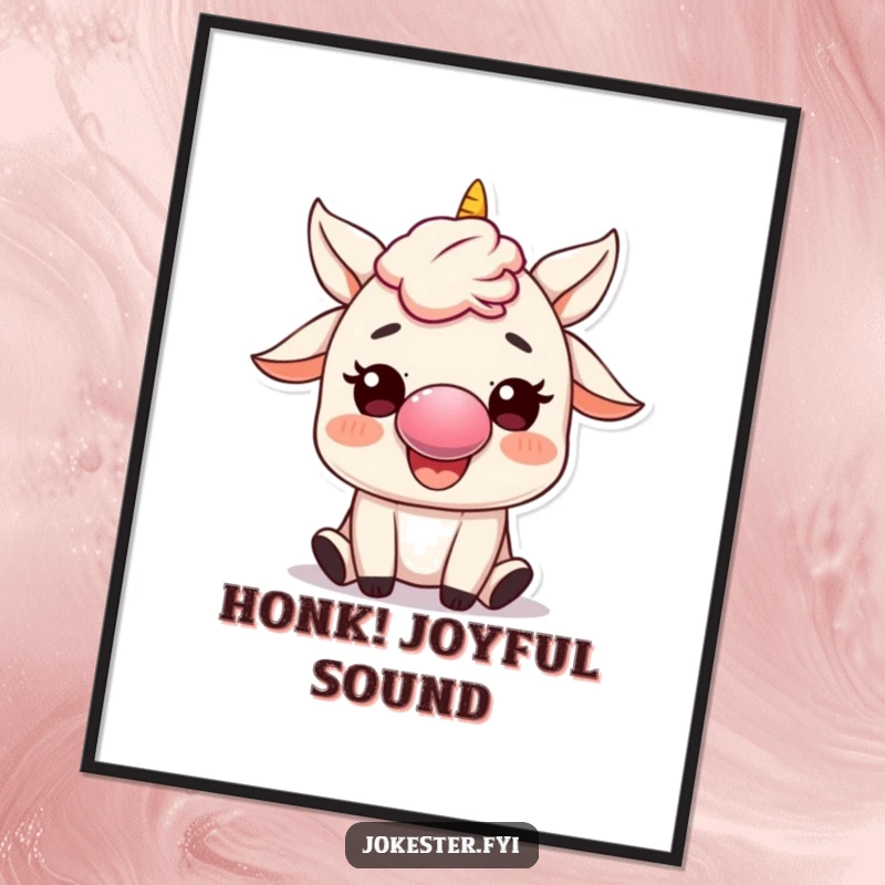 Funny Digital Art Print: A character wearing a clown nose honks a tiny horn with great enthusiasm, creating a joyful and comical visual.