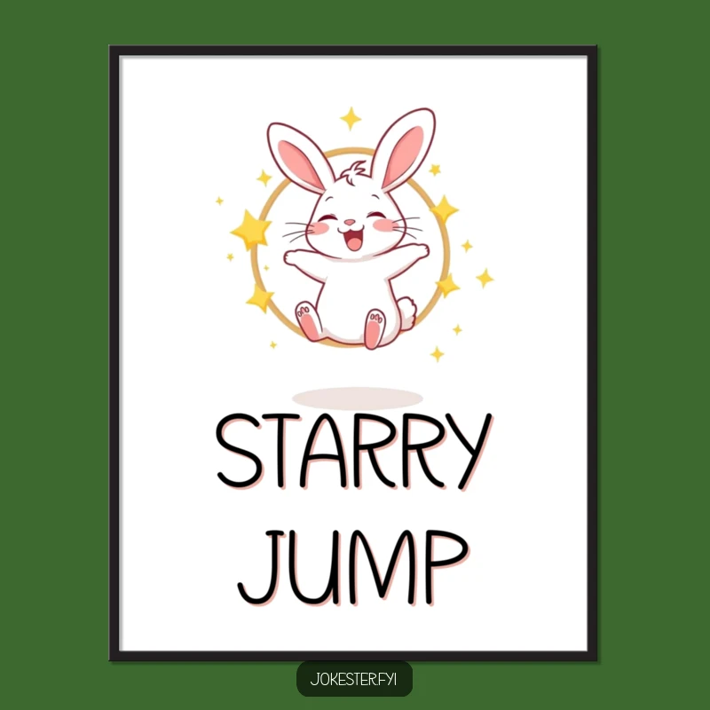 Funny Giggling Rabbit Star Hoop Digital Art Print: Instant Magical Decor