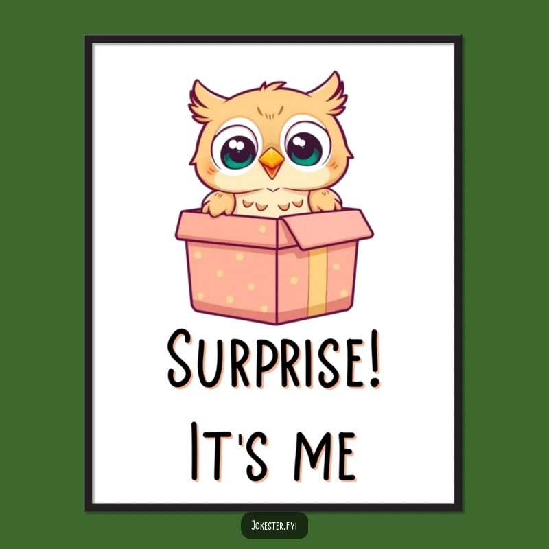 Funny Owl Gift Box Digital Art Print: Instant Whimsical Decor