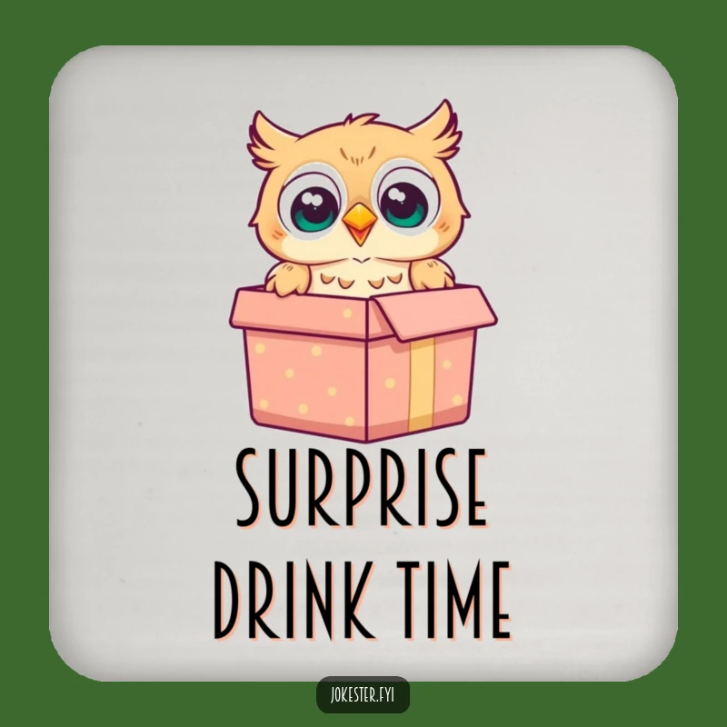 Funny Owl Gift Box Coaster: Protect Surfaces with Playful Surprise