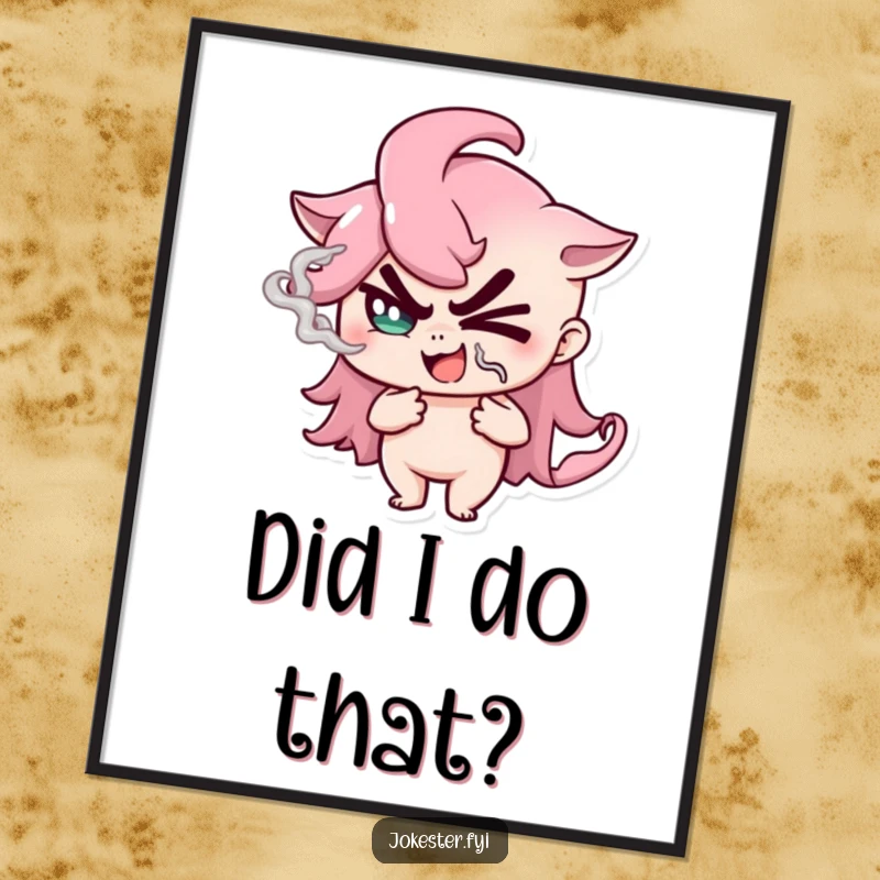 Funny Poster featuring a winking mage with smoke, adding a mysterious and humorous element to any room.