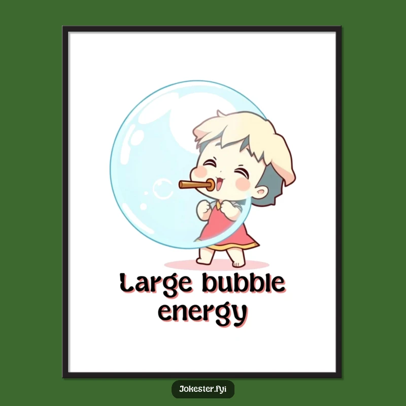 Funny Giant Bubble Blower Poster - Excited Character Wall Art Gift