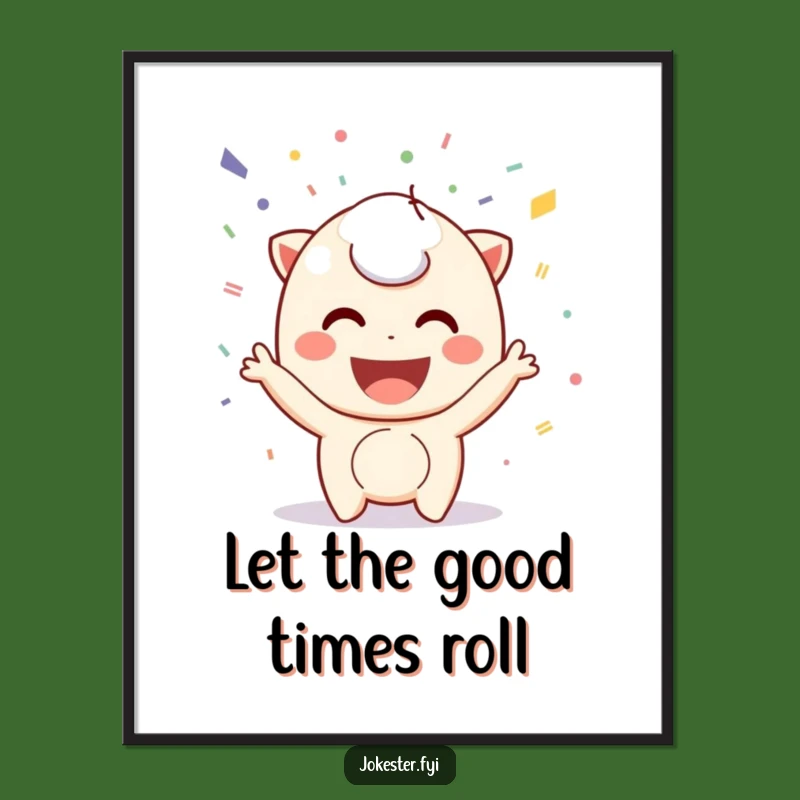 Funny Confetti Poster: Playful Character Celebration Art, Hilarious Wall Decor Gift!