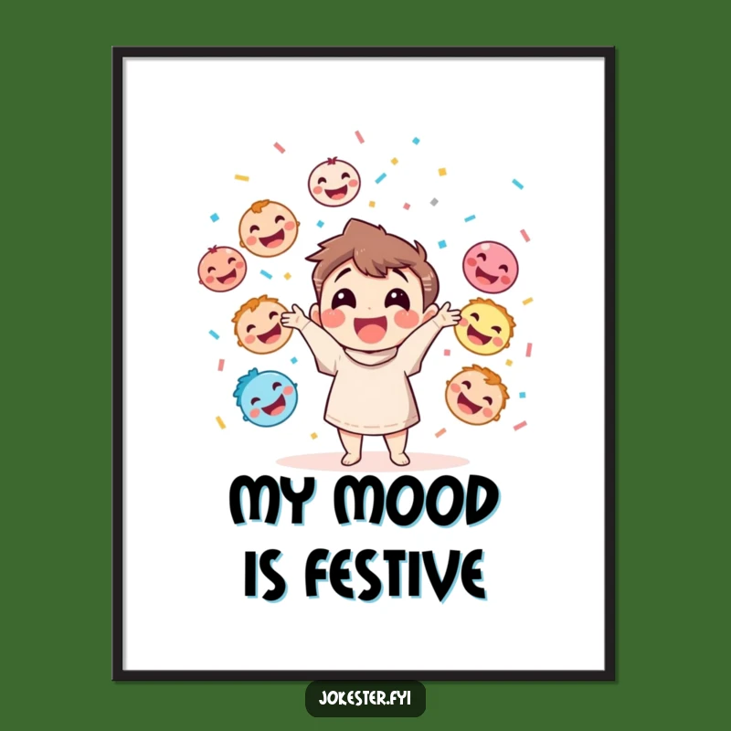 Funny Juggling Faces Poster: Vibrant Art to Brighten Any Space
