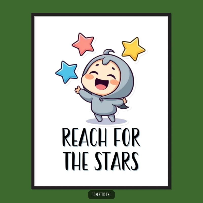 Funny Juggling Stars Poster: Giggling Character Art, Hilarious Wall Decor Gift!