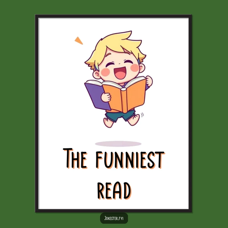 Funny Joke Book Poster: Joyful Leaping Character Art, Vibrant Funny Gift for Comedy Enthusiasts!