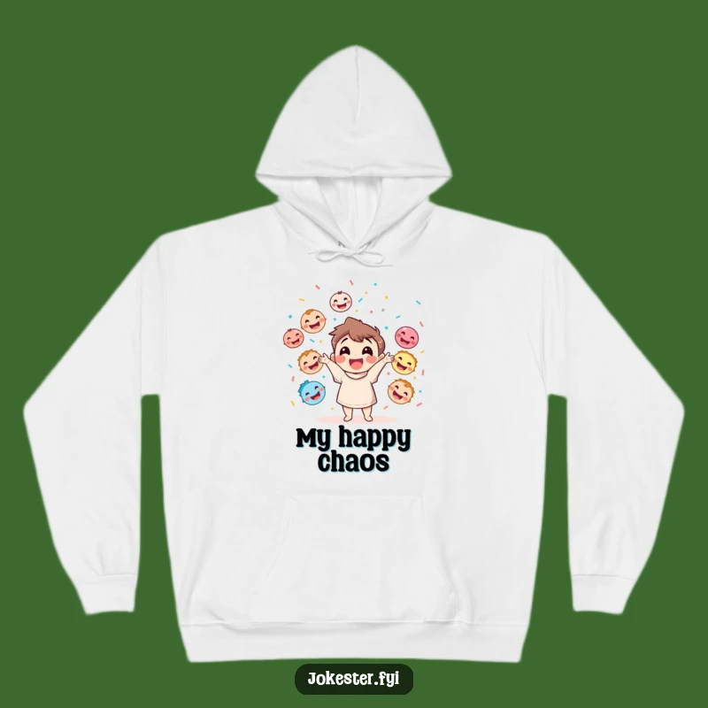 Cozy Funny Juggling Faces Hoodie: Warmth and Cheer Combined
