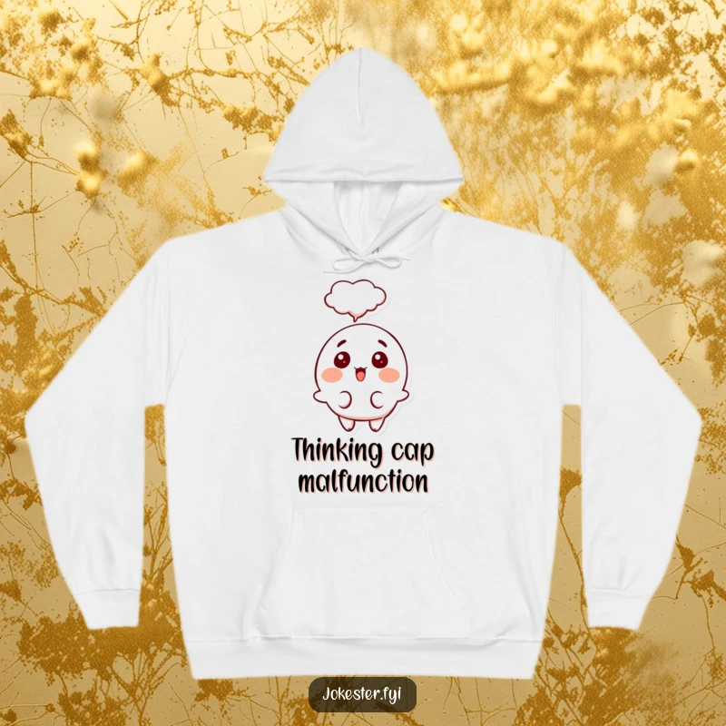 Funny surprised thought hoodie, a happy character with a surprised expression and a thought bubble, conveying a funny moment of discovery.