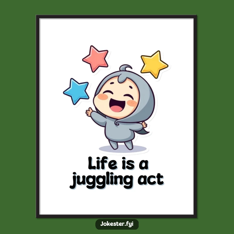 Free Printable Wall Art: Giggling Star Juggler, Whimsical Downloadable Gift!