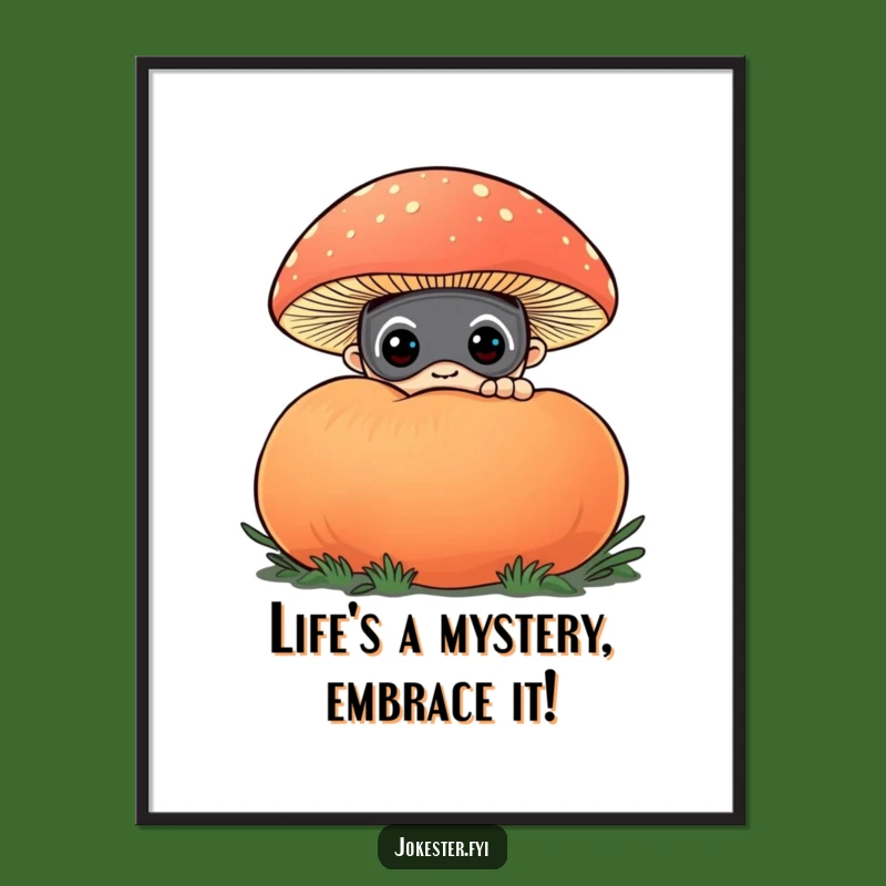 Free Printable Wall Art: Masked Mushroom Peeker Funny Downloadable Art Gift