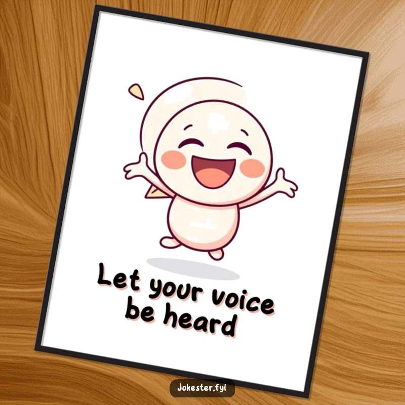 Funny Free Printable Wall Art: A vibrant speech bubble character bouncing with infectious glee, spreading happiness and laughter on your wall.