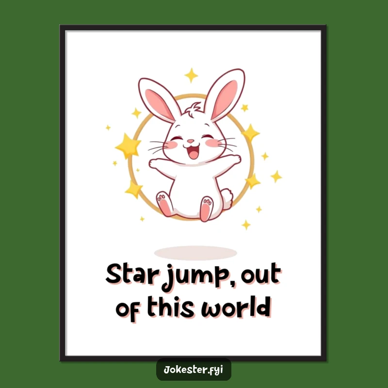 Funny Free Printable Wall Art: Rabbit Star Hoop Whimsical Animal Downloadable Art for Decor