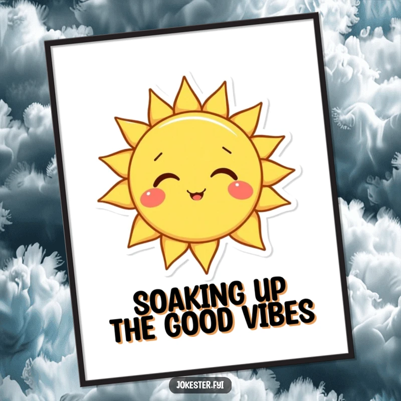 Funny Free Printable Wall Art: A happy, smiling sun character playfully tilting its head, casting a warm and cheerful glow on your wall.