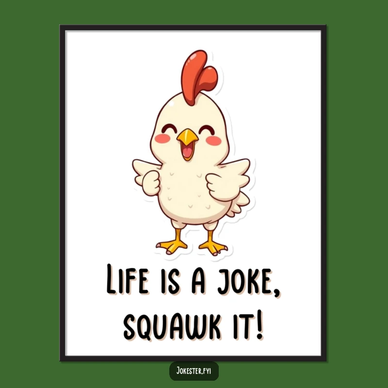 Free Printable Wall Art: Rubber Chicken Character Funny Downloadable Art Gift