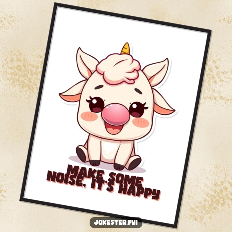 Funny Free Printable Wall Art: Character with a clown nose comically honks a small, cheerful horn.