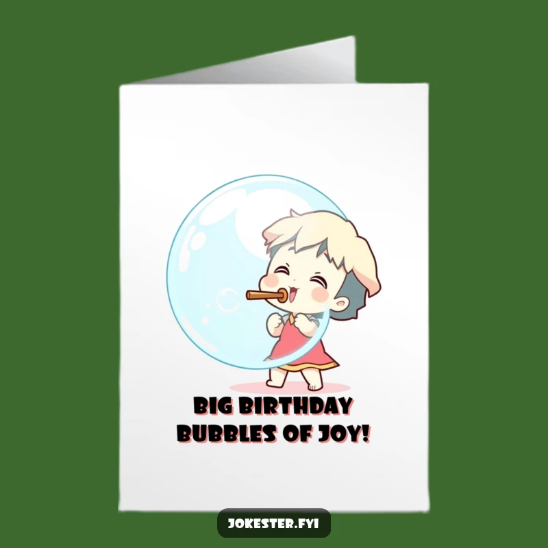 Free Printable Birthday Card: Giant Bubble Fun - Excited Character, Funny Downloadable Gift