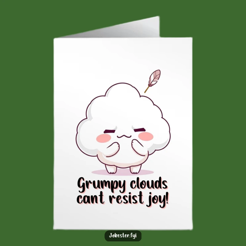 Free Printable Birthday Card: Mischievous Kawaii Tickling Cloud Funny Downloadable Gift