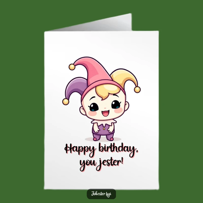 Free Printable Birthday Card: Jester Hat Fun! Cheerful Character Celebrates!