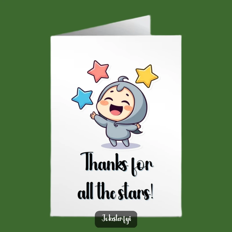 Free Printable Thank You Card: Giggling Star Juggler Expresses Gratitude!