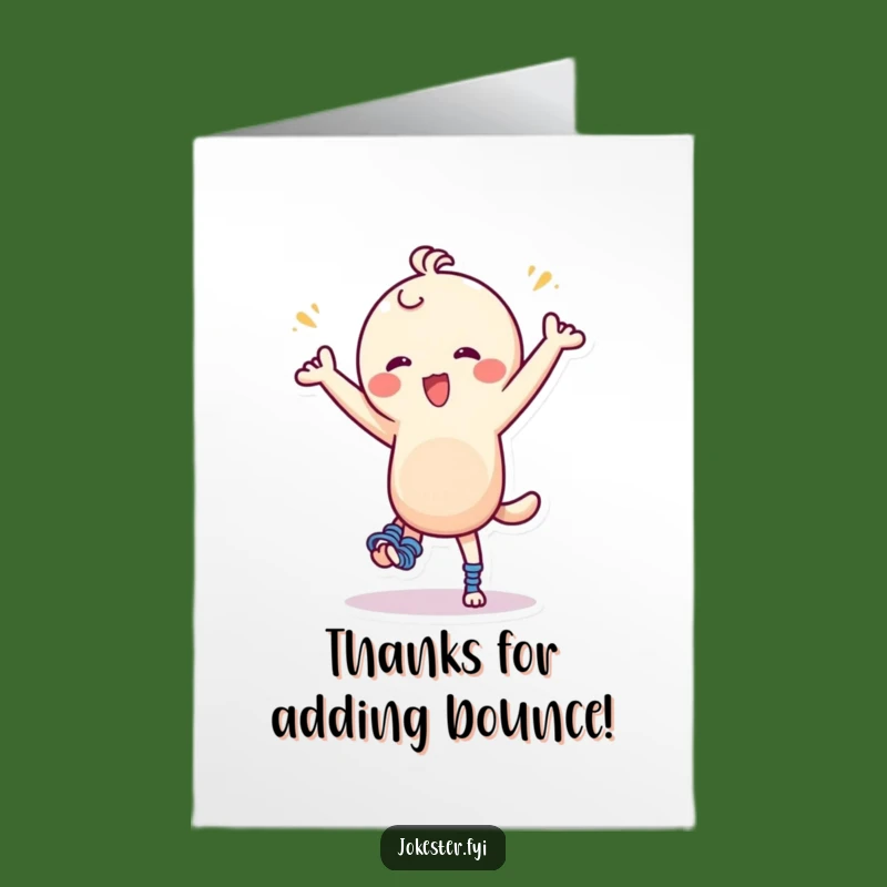 Free Printable Thank You Card: Spring-Footed Character Dance Funny Downloadable Gift for Gratitude