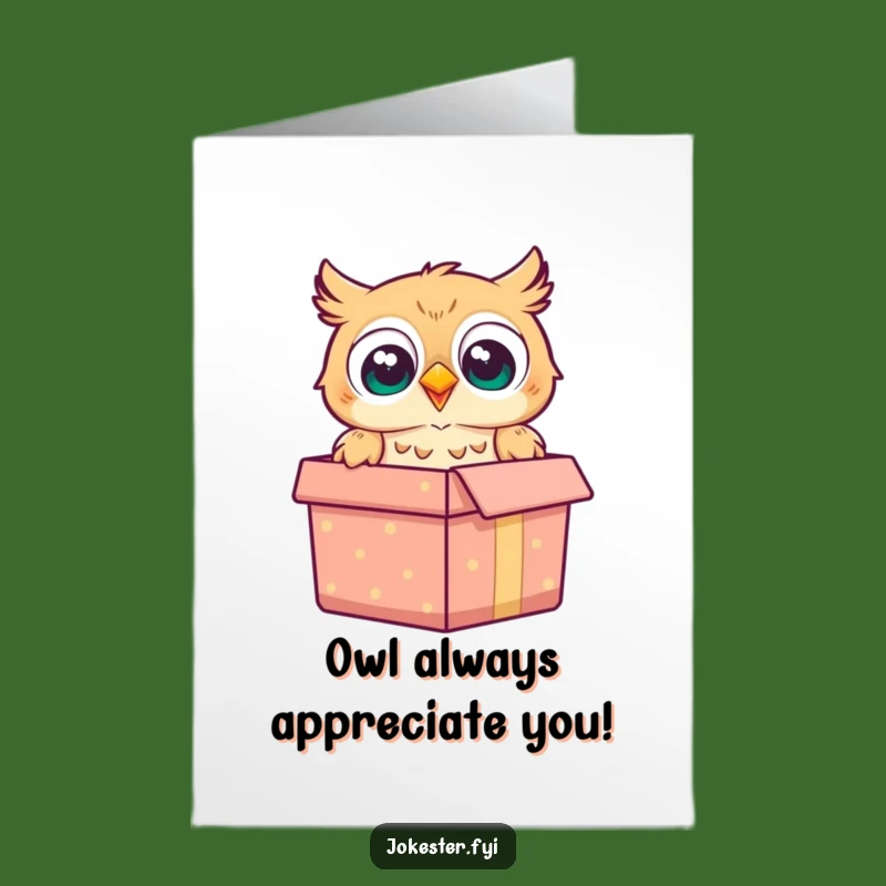 Free Printable Thank You Card: Surprised Owl Gift Box Funny Downloadable to Show Your Appreciation