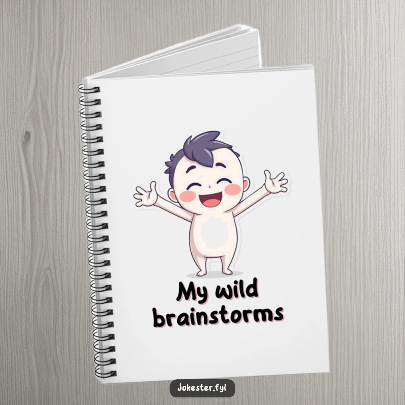 Funny Notebook featuring a joyful character in a silly, exaggerated pose, ideal for jotting down happy thoughts.