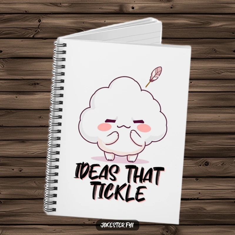 Funny Kawaii character tickling a grumpy cloud with a feather, making it smile, perfect for writing and drawing.