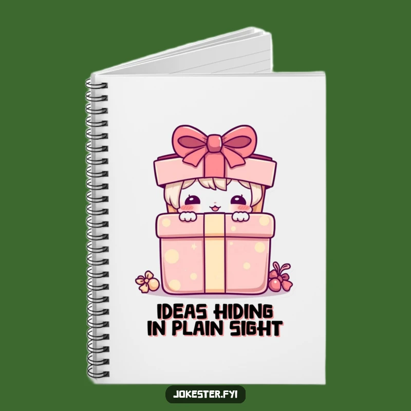 Funny Notebook: Playful Character Peeking Present - Jot Down Funny Ideas!