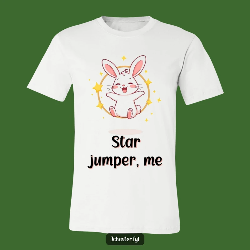 Funny Giggling Rabbit Star Hoop T-Shirt: Wear Your Dreams with Humor
