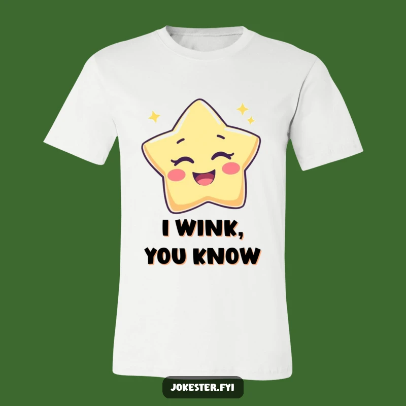 Funny Star Wink T-Shirt - Joyful Twinkle Character Humor Tee