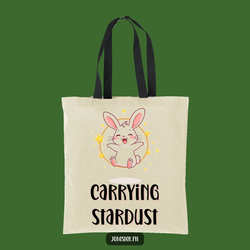 Funny Giggling Rabbit Star Hoop Tote Bag: Carry Your Magic Everywhere