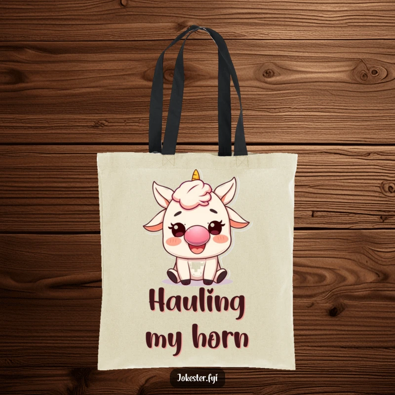 Funny Tote Bag: A character with a clown nose is happily honking a tiny horn, embodying playful joy and humorous charm.