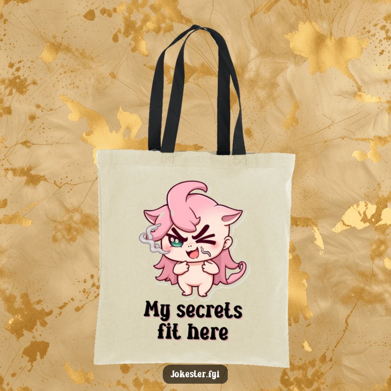 Funny Tote Bag with a winking smoke mage, perfect for carrying essentials with a touch of mystery.